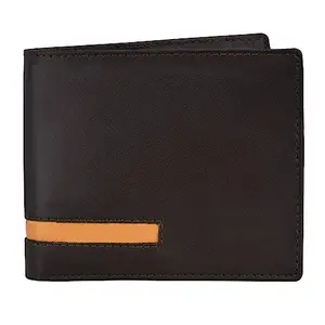 CLOUDWOOD Brown Designer Bi-Fold Leather 3 ATM Card Slots Wallet for Men -WL43
