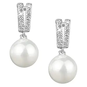 Peora Pearl Studded Silver Plated Drop & Dangle Earrings Fashion Wear Stylish Jewellery Gift for Girls & Women (PX8E117) - Valentines Gift for Her