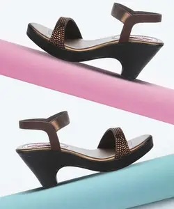 Picktoes PT-G241 Women's Copper Synthetic Leather Casual Heel Sandal