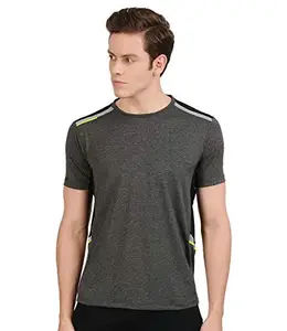 AWG ALL WEATHER GEAR Men's Stylish Polyester Sports Dryfit T-Shirt - Round Neck, Half Sleeves, Light Weight, Branded Comfortable Wear T-Shirts for Men Grey