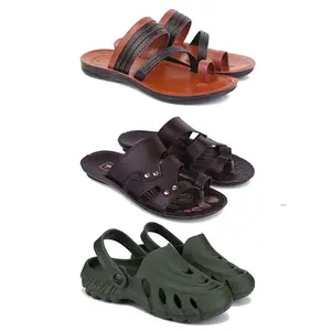 DRACKFOOT Men's Sandals | Lightweight Wear| Stylish & Easy to Wear For Men's GR-SAN-(3-COMBO)-3151-3125-3147-6