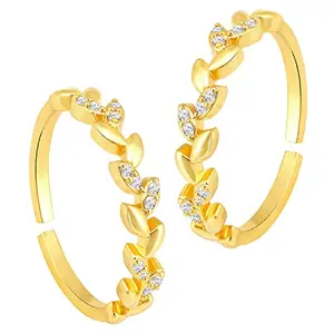 Peora Gold Plated Cubic Zirconia Studded Adjustable Toe Ring Stylish Fancy Daily Regular Jewellery for Girls and Women
