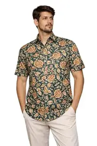 Printvaas Stylish Mens Cotton Regular Fit Half Sleeve Collared Printed Shirt | Lightweight & Breathable Fbaric | Button Down Shirt for Mens & Boys