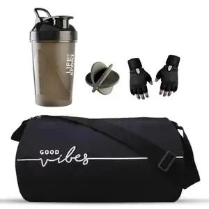 JAIS BOY - we made for young generation JAIS BOY Gym Kit with 10L Duffle Bag, 500ml Spider Shaker Bottle, Weightlifting Gloves, Black