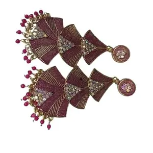 ADIYAJEWLS Rajkot three layer trending earrings, Earrings for Women & Girls (Pink)