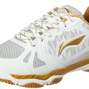 Li-Ning Ranger Lite Z1 Non-Marking Cushion Badminton Shoe(White/Gold, UK 4)