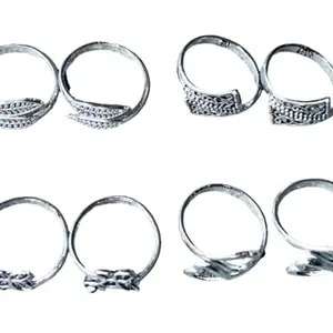 PV JEWELS Women & Girls Metal Fancy Glossy finish Toe Ring Adjustable Bichiya/Leg Finger Ring_Combo_4 (A_C_P_110835_Silver)