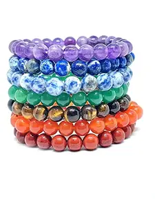 ASTROGHAR Set of 7 All Seven Chakras Crystals Bracelets For Men And Women For Reiki Healing And Chakra healing