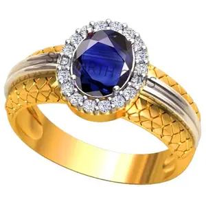 SIDHARTH GEMS 5.00 Ratti 4.00 Crt Certified Unheated Untreatet AAA++ Quality Natural Natural Blue Sapphire Neelam Gemstone Ring Gold Plated for Women's and Men's