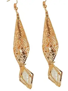 Femmibella Golden Filigree Drop Earrings |Crystal Accents Earrings For Women and Girls
