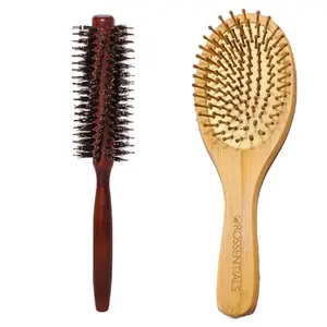 OROSSENTIALS Frizz-Reducing Bamboo & Boar bristles Wooden Hair Brush for Women & Men Wooden Brush for Hair Large Hairbrush for Women Combo Pack of 2