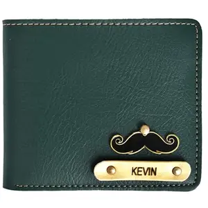 CUSTOMISE STUDIO Wallet with Name and Charm | Personalized Leather Wallet for Men | Customizable Gift for Him | Unique Charm Accessory | Perfect for Special Occasions (Olive)