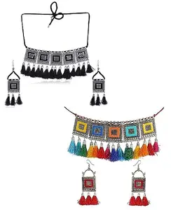 ARB TRENDZ Womens Metal Earring & Necklace Set | Multicolor, Blackcolor, Medium | ARB 28 COMBO