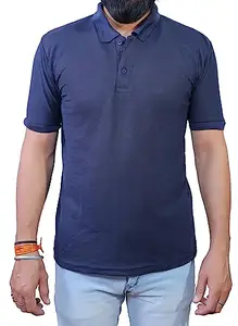 ME Solid Polo T Shirts for Men Navy Blue