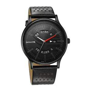 Sonata Black Dial Analog Watch for Men-77105NL06
