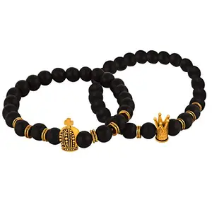 Fashion Frill Stylish & Trendy Rubber Black & Golden Bracelet For Men Boys Women Girls Unisex
