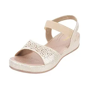 Mochi Women Rose Gold Wedge Heel Comfort Sandal UK/4 EU/37 (44-3153)