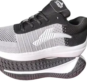 Men's Sports Running,Walking & Gym Shoes (Grey-Black, 9)