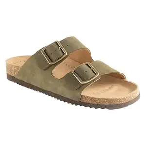 Pediteq Eiazo K2 Genuine Cork Sandals for Men | Comfortable Sandals with Arch Support for Flat Foot | Everyday Wear | Olive