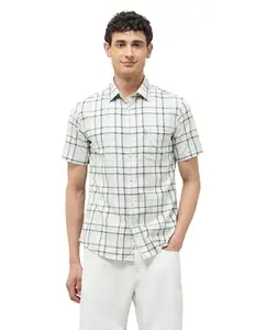 U.S.Polo ASSN. Men's Checkered Tailored Fit Shirt (USSHT3037H_Light Green