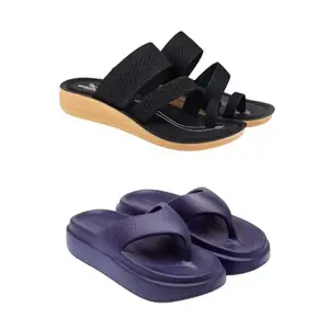 ZENWEAR Extra Soft Classic Casual wear with Flexibility Technology Heel Combo for Women's/Girl's(6140+6112)(6) Multicolor