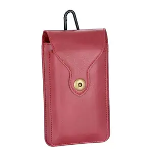 HARITECH HARITECH Leather Belt Clip Case with Double Mobile Pocket Cover for Honor Play 40 Plus/Honor X40 GT/Honor Play6C / Honor X6 / Honor X40i / Honor X40 - Red (2 Pocket for 6.5 & 5.5 inch Mobile)