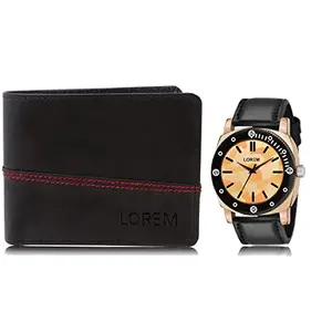 LOREM LOREM Combo of Men Watch & Artificial Leather Wallet-FZ-WL07-LR52