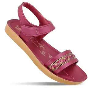WALKAROO Women's Sandals Stylish Hook & Loop with Cushioned Insole Footwear - WLR77001 Maroon