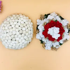 StayBuy™ Artificial Fabric Flower Full Juda Gajra Hair Flower Gajra/Bun Combo for Wedding and Parties, Multicolor,Pack_02