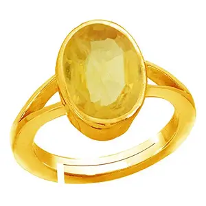 Anuj Sales 2.00 Ratti Certified Unheated Untreatet AA++ Quality Natural Yellow Sapphire Pukhraj Gemstone Ring for Women's and Men's