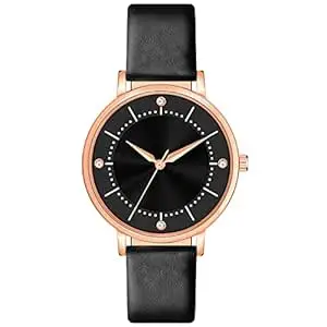 Acnos Stylish Dial Analog Watch for Women with Leather Strap & 5 Colors Diamond Dial