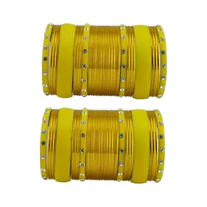 Vidhya Kangan Multi Stone Stud Brass Bangle With Extra Large Size | Over Size | Plus size |For Woman and girlsChura Bangles Set for Wedding and Party sku-(ban28527)