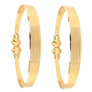 STYOLLO Premium Gold-Plated Traditional Kada Bracelet for Women & Girls Stylish | Textured Dot Design Pattern Slip-On Bangle | Ethnic Fashion Jewelry for Daily, Festivals & Weddings, Gift – Set of 2