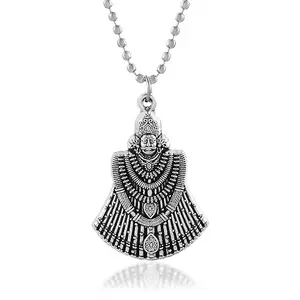 morir Silver Plated Brass Khatu Shyam Ji Chain Pendant Hindu God Temple Jewellery For Men Women