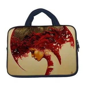 TheSkinMantra Chain Laptop Sleeve Bag Compatible with Laptop/Macbooks/Chrombook/Notebook/Zbook (11.6 Inch (Handle), Artistic Girl)
