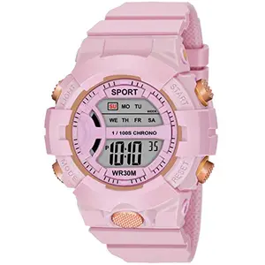 The Shopoholic Digital Pink Dial Kids Watch for Girls | Multi Functional Watches for Kids | Digital Watch for Kids | Girl Watch for Birthday Gifts