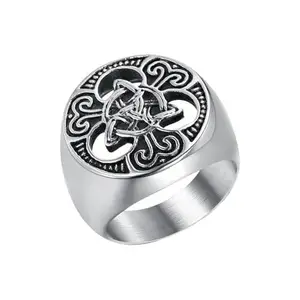 OOMPH Jewellery Silver Stainless Steel Celtic Symbol Biker Ring for Men and Boys (RSSK18_A)
