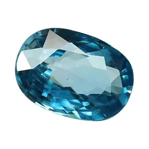 JAGDAMBA GEMS 6.25 Ratti - 5.68 Carat Blue Zircon and Lab Certified Semi Precious Loose Gemstone for Men and Women Ring and Pendant