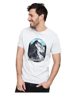 ALLEN BLACK Men's & Women's Regular Fit T-Shirt Adventure - Mountains 100% Cotton Unise T-Shirt White_ADVENT23-White XL Men Round_