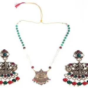 Long New Laxmi Green Mala Necklace for Women – Traditional Indian Jewelry Symbolizing Prosperity and Abundance