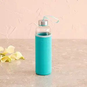 SEASPIRIT Storage Glass Water Bottle with Portable Protective Bag Cover for Gym, Yoga, Travel, Sports, Kids, Fridge, Office, Home 500 ml
