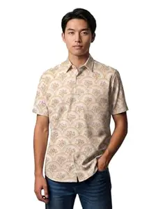 BULLMER Trendy Regular Fit Cotton Blend Printed Casual Half Sleeve Shirt for Men | Stylish Mens Casual Shirts | Shirts for Men