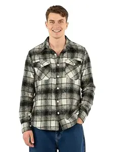 Beyoung Recycled Checked Flannel Shirt for Men | Premium Cotton Flannel | Classic Pointed Collar