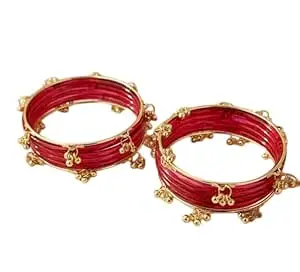 KAYASHA Trendy Glass Bangles with Alloy Ghungroo Charms For Women| Fancy Designer Glass Bangles | Traditional Chudi | Kanch Ki Churi | Stylish Ghungroo Bangles For Women - Set Of 12