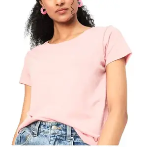 Women's Cotton T-Shirt, Round Neck, Half Sleeve, Pink, Casual Wear (in, Alpha, S, Regular, Baby Pink)
