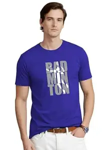 ADRO Mens Badminton Tshirt | Cotton Lycra | Regular Fit Tee | Sports Design T-Shirt for Men | Printed T Shirts for Men