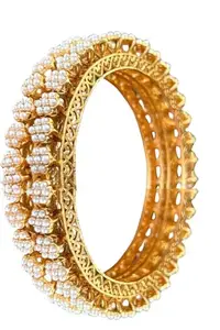 Mansiyaorange Two Gold Plated Pearl Stone Pacheli Bangles for Women (2.8)