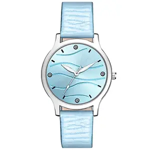 GANESH TIME Women Quartz Watch with Analogue Display and Leather Strap (Band Color: Sky Blue) (Dialer Color: Sky Blue)