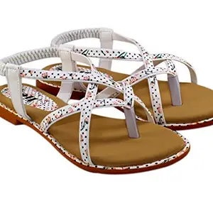 SKOLL Women Flower Print Flats White