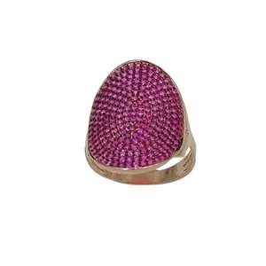 APEX 925 Sterling Silver Rose Gold Plated Pink Stone Beaded Adjustable Ring|Valentine Gift for Women Girls Wife Girlfriend With Certificate of Authenticity| 1 Month Warranty*